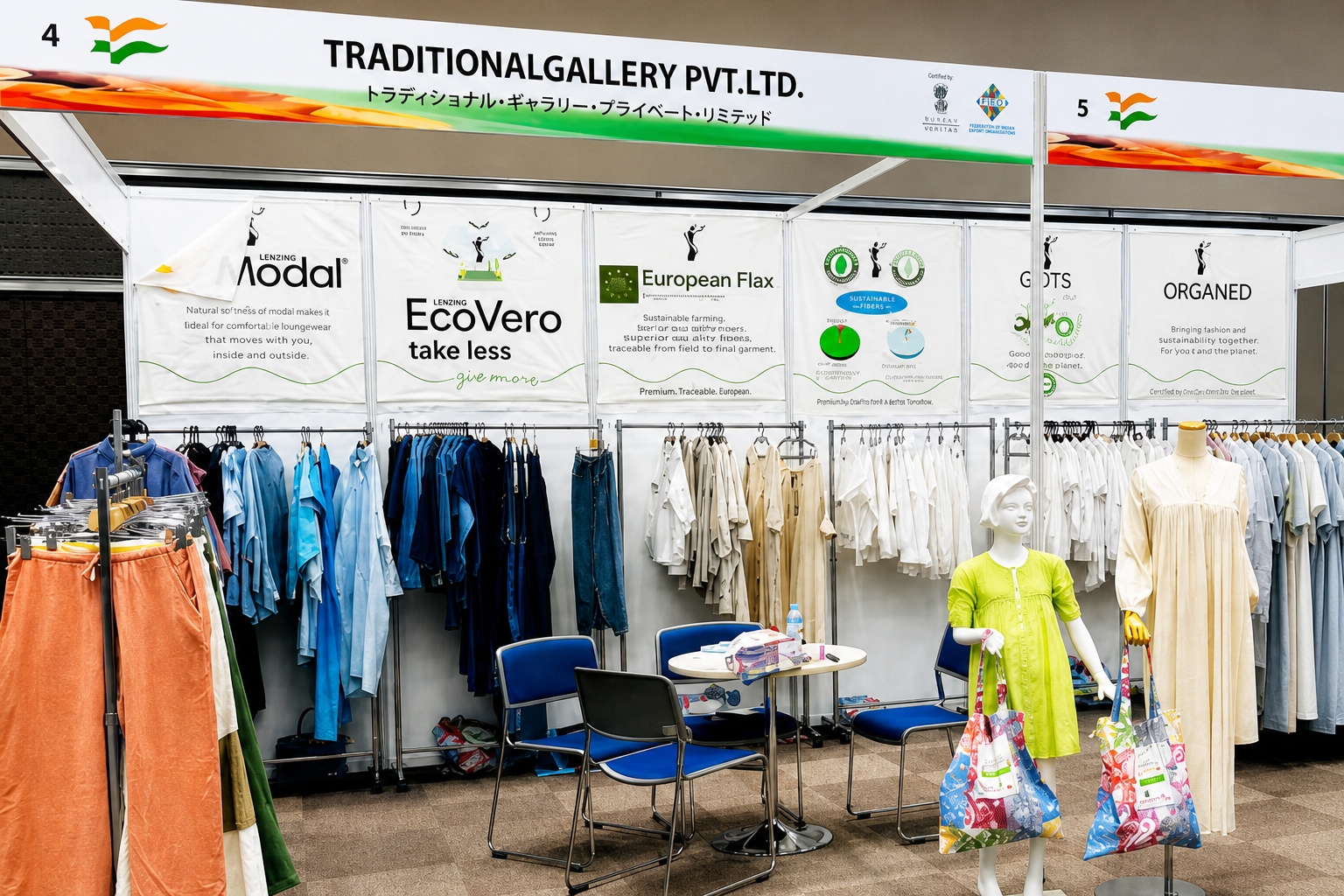 Traditional Gallery Pvt. Ltd. trade show booth — garment manufacturing and global exports, Jaipur